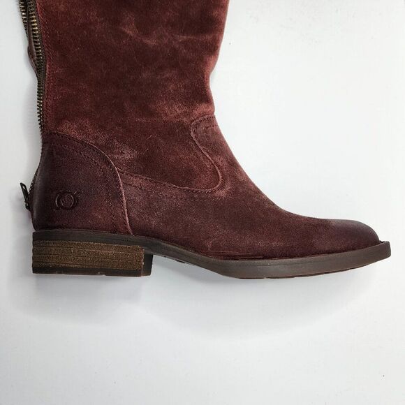 BORN Women's Borman Brick Red Suede Boots Size 6 NEW | Over the Knee, Fold Over - Picture 4 of 9